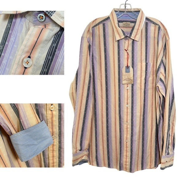 Tommy Hilfiger Other - TOMMY BAHAMA Jeans Bars Stripes Sunburst Cotton L/S Button Down Shirt XXL NWT